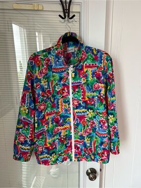 Vintage Koret Floral  Multicolor Zip Jacket in Blue, Pink, Green